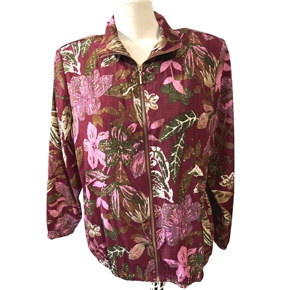 Vintage Seventies Cottage Core Windbreaker Sz M Petite Womens by Blair Floral Bu - Picture 7 of 8